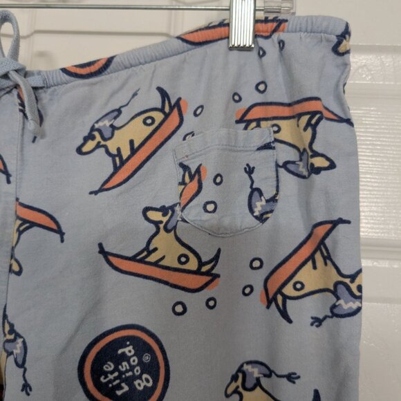 Life is Good Dog Sledding Pajama Pants Womens Size Large Blue Snow Drawstring - Picture 3 of 11